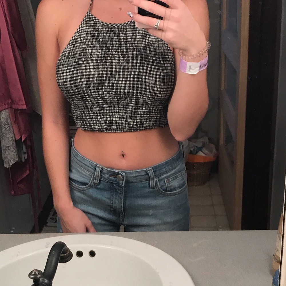 Gingham tie crop top